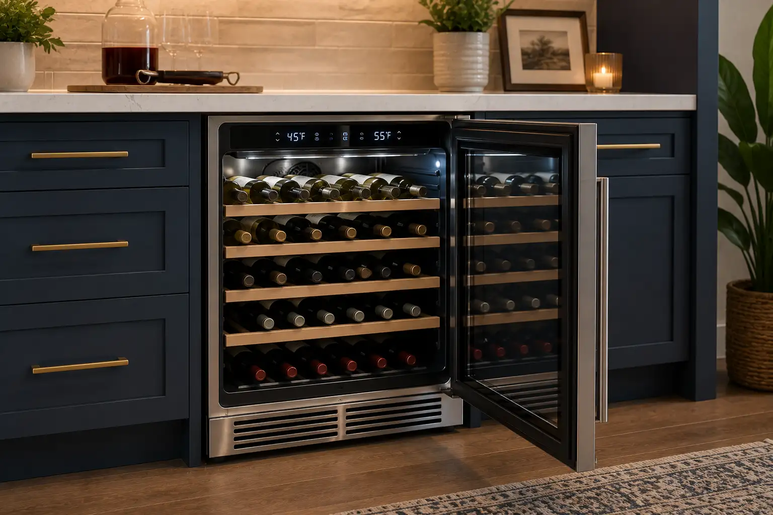 Built-in premium coffee maker in a residential kitchen