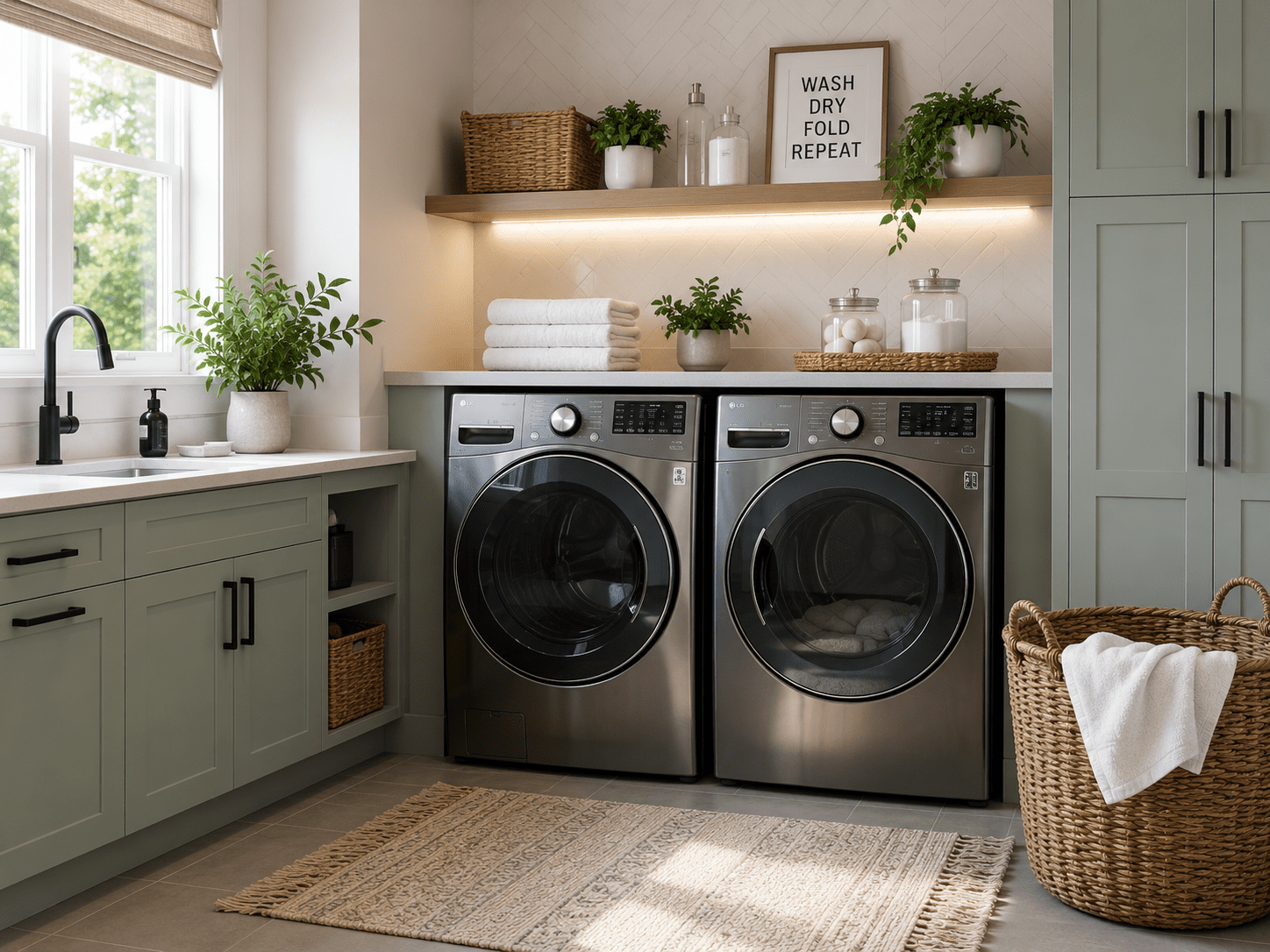 Modern laundry room with washer and dryer