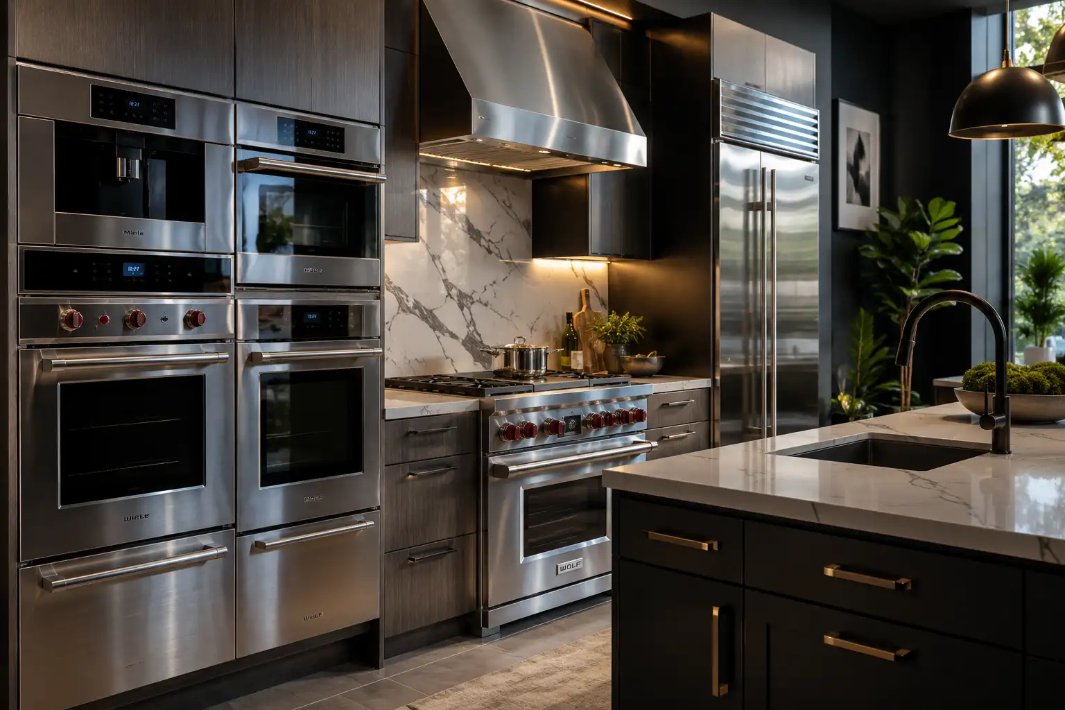 Modern luxury kitchen with premium built-in appliances