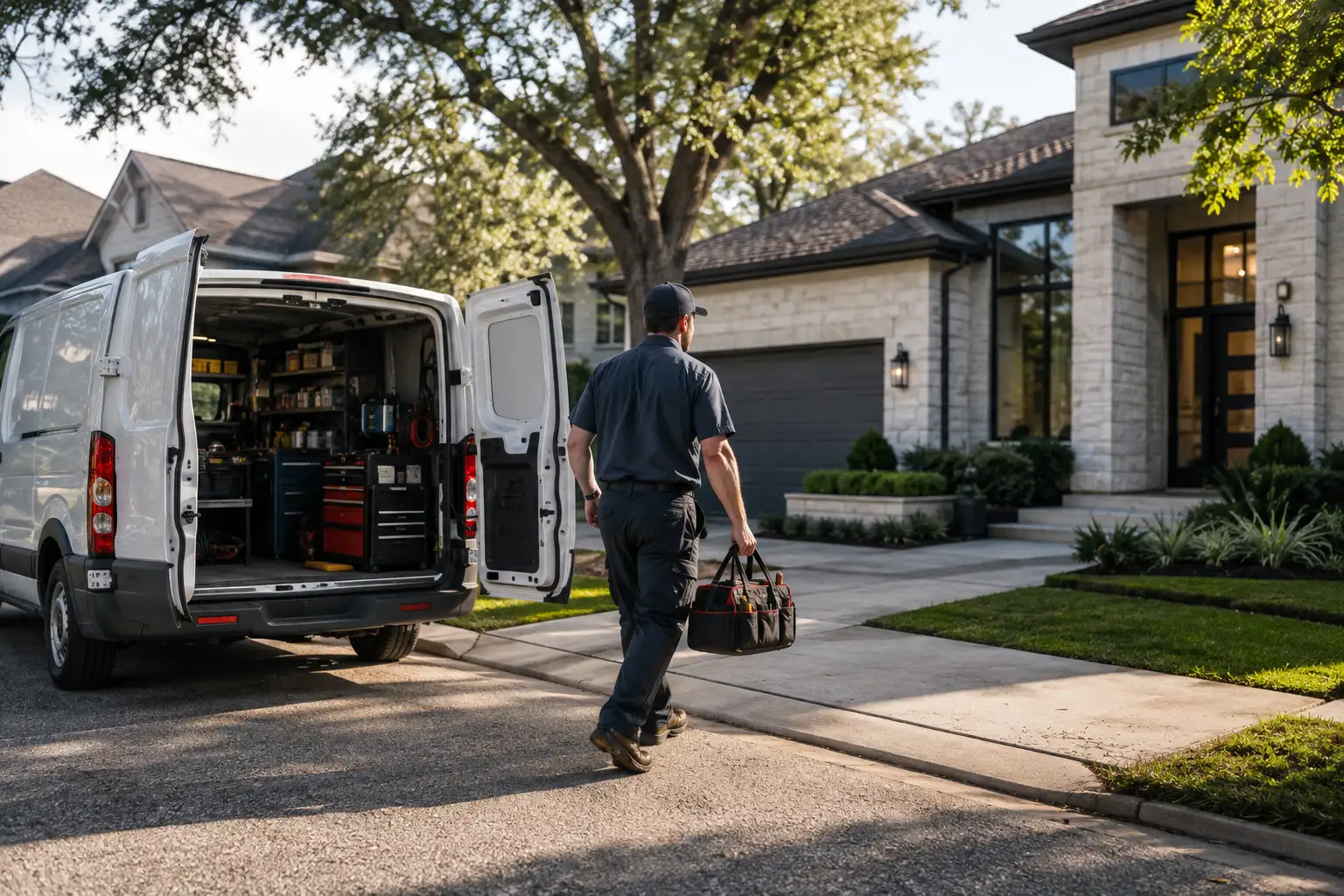 Mega Appliance Repair service technician arriving at a home in Houston